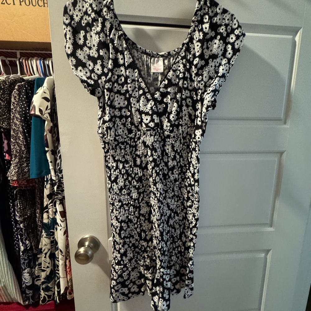 Floral Black and White Dress